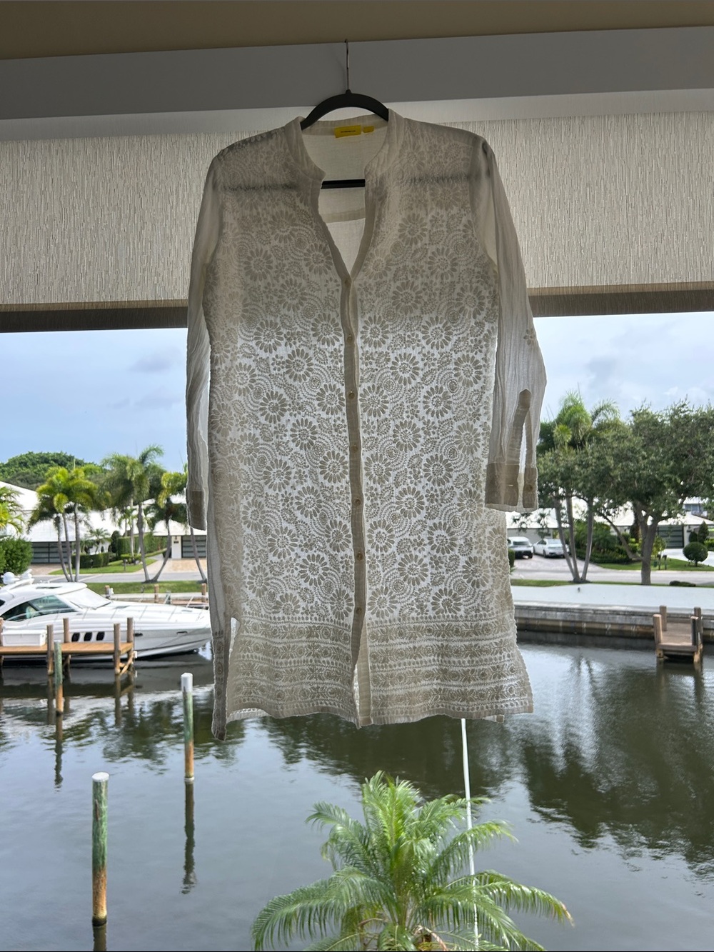 Roller Rabbit Ivory Lace-Panel Button Down dress